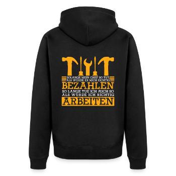 Handwerker Witz Handwerk - Unisex Premium Bio Zip Hoodie - Schwarz - Hinten - Nico (187cm)