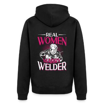 Welder Welding Wife Marriage - Unisex Premium Bio Zip Hoodie - Schwarz - Hinten - Nico (187cm)