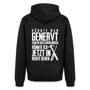 Genervter Handwerker Handwerk - Unisex Premium Bio Zip Hoodie - Schwarz - Hinten - Nico (187cm)