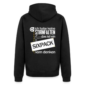 Handwerker Sixpack Handwerk - Unisex Premium Bio Zip Hoodie - Schwarz - Hinten - Nico (187cm)