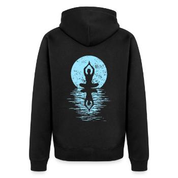 Yogi Yogini Gesundheits Meditation Outfits Girls - Unisex Premium Bio Zip Hoodie - Schwarz - Hinten - Nico (187cm)
