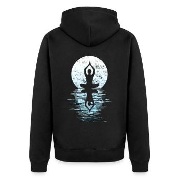 Yogi Yogini Gesundheits Meditation Outfits Girls - Unisex Premium Bio Zip Hoodie - Schwarz - Hinten - Nico (187cm)