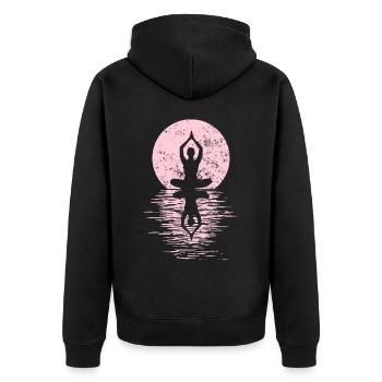 Yogi Yogini Gesundheits Meditation Outfits Girls - Unisex Premium Bio Zip Hoodie - Schwarz - Hinten - Nico (187cm)