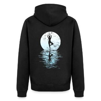 Yogi Yogini Gesundheits Meditation Outfits Girls - Unisex Premium Bio Zip Hoodie - Schwarz - Hinten - Nico (187cm)