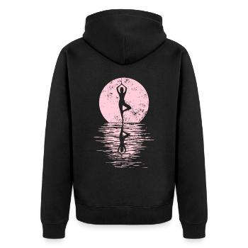 Yogi Yogini Gesundheits Meditation Outfits Girls - Unisex Premium Bio Zip Hoodie - Schwarz - Hinten - Nico (187cm)