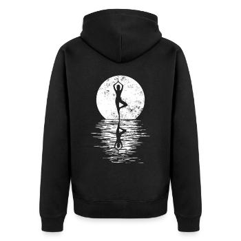 Yogi Yogini Gesundheits Meditation Outfits Girls - Unisex Premium Bio Zip Hoodie - Schwarz - Hinten - Nico (187cm)