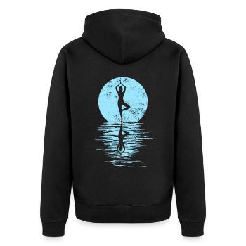 Yogi Yogini Gesundheits Meditation Outfits Girls - Unisex Premium Bio Zip Hoodie - Schwarz - Hinten - Nico (187cm)