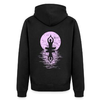 Yogi Yogini Gesundheits Meditation Outfits Girls - Unisex Premium Bio Zip Hoodie - Schwarz - Hinten - Nico (187cm)