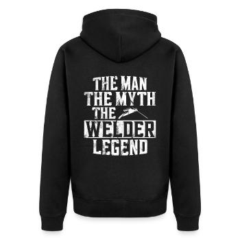 Welder Welding Dad Father Vintage - Unisex Premium Organic Zip Hoodie - black - Back - Nico (187cm)