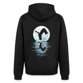 Parkour, Freerunning, Street Workout, Acrobatic - Unisex Premium Bio Zip Hoodie - Schwarz - Hinten - Nico (187cm)