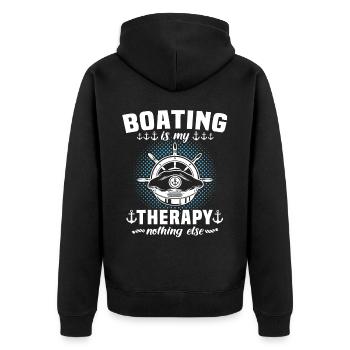 Captain Boating Therapy - Unisex Premium Bio Zip Hoodie - Schwarz - Hinten - Nico (187cm)