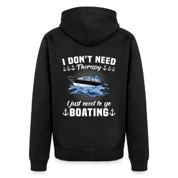 Captain Boating Therapy - Unisex Premium Bio Zip Hoodie - Schwarz - Hinten - Nico (187cm)
