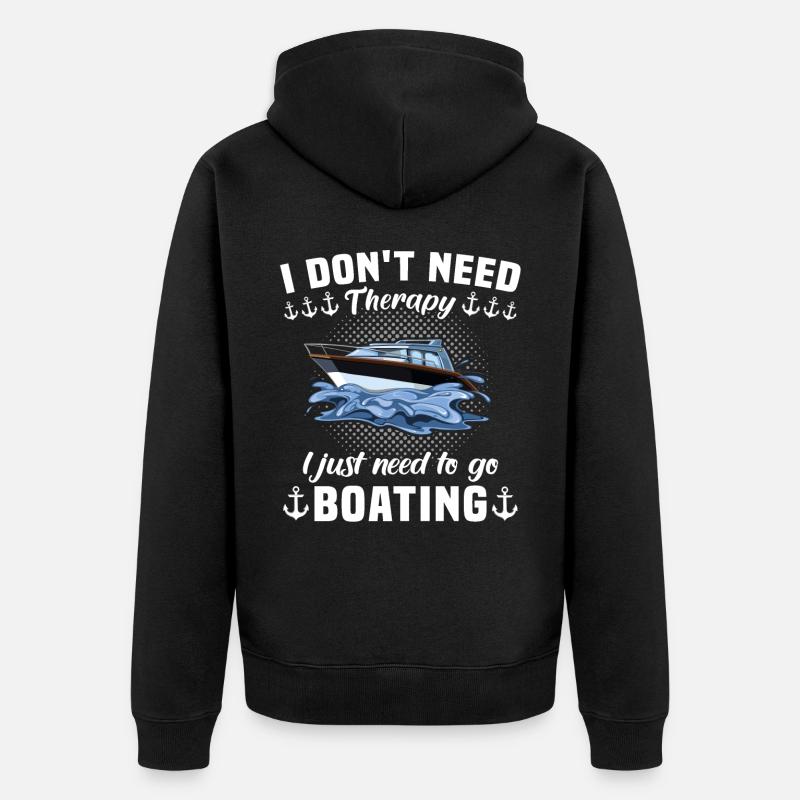 Captain Boating Therapy - Unisex Premium Bio Zip Hoodie - Schwarz
