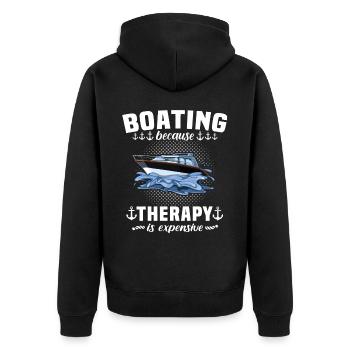 Captain Boating Therapy - Unisex Premium Bio Zip Hoodie - Schwarz - Hinten - Nico (187cm)