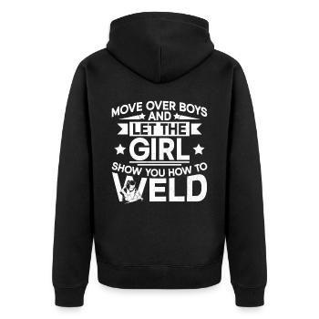 Welder Welding Female Welder - Unisex Premium Bio Zip Hoodie - Schwarz - Hinten - Nico (187cm)