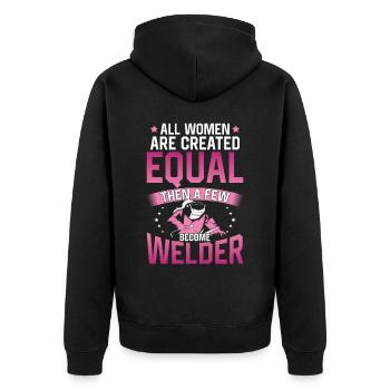 Welder Welding Female Welder All - Unisex Premium Bio Zip Hoodie - Schwarz - Hinten - Nico (187cm)