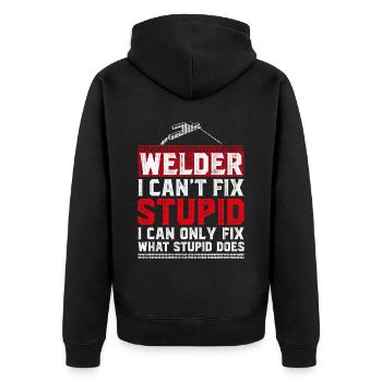 Welder Welding Vintage Welder I - Unisex Premium Bio Zip Hoodie - Schwarz - Hinten - Nico (187cm)