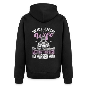Welder Welding Marriage Wedding - Unisex Premium Bio Zip Hoodie - Schwarz - Hinten - Nico (187cm)