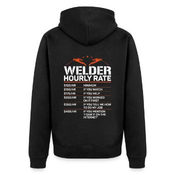 Welder Welding Vintage Welder - Unisex Premium Bio Zip Hoodie - Schwarz - Hinten - Nico (187cm)