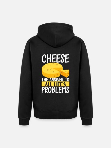 Cheese lovers Gouda cheese - Unisex Premium Organic Zip Hoodie - black