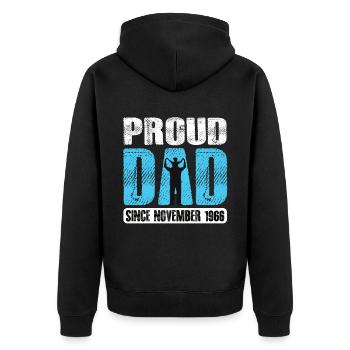 Fier papa depuis novembre 1966 - Veste à capuche bio Premium Unisexe - noir - Dos - Nico (187cm)