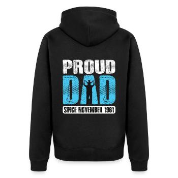 Proud Dad Since November 1961 - Unisex Premium Organic Zip Hoodie - black - Back - Nico (187cm)