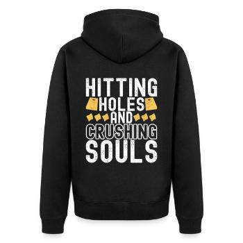 Cornhole Player Cornhole Board - Unisex Premium Organic Zip Hoodie - black - Back - Nico (187cm)