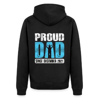 Proud Dad Since December 2021 - Unisex Premium Bio Zip Hoodie - Schwarz - Hinten - Nico (187cm)