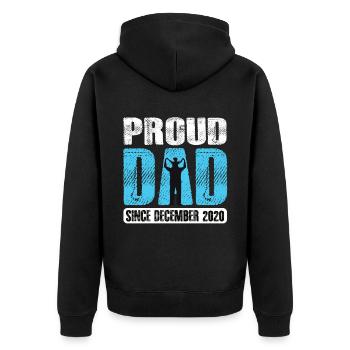 Proud Dad Since December 2020 - Unisex Premium Bio Zip Hoodie - Schwarz - Hinten - Nico (187cm)