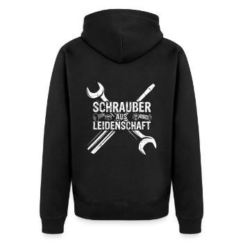 Garage Auto Tuning Leidenschaft für Schrauben Mech - Unisex Premium Bio Zip Hoodie - Schwarz - Hinten - Nico (187cm)
