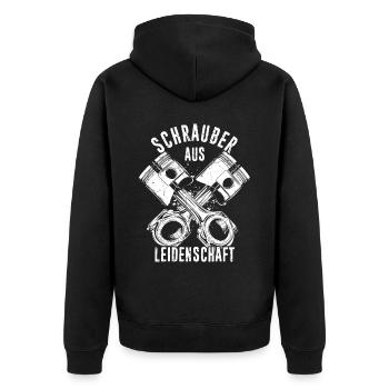 Garage Auto Tuning Leidenschaft für Schrauben Mech - Unisex Premium Bio Zip Hoodie - Schwarz - Hinten - Nico (187cm)
