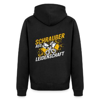 Garage Auto Tuning Leidenschaft für Schrauben Mech - Unisex Premium Bio Zip Hoodie - Schwarz - Hinten - Nico (187cm)