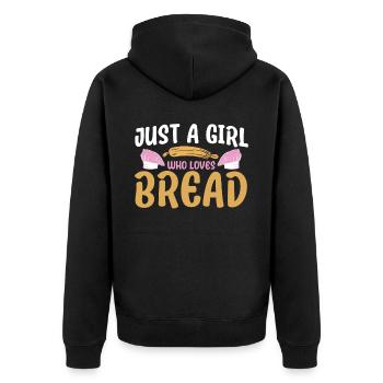 Bread Baking Gift Bakery Quote Baker - Unisex Premium Organic Zip Hoodie - black - Back - Nico (187cm)