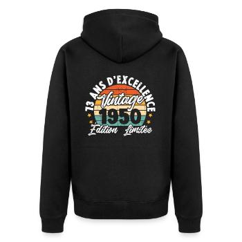 Vintage Cadeau D'anniversaire 73 Ans Vintage 1950 - Veste à capuche bio Premium Unisexe - noir - Dos - Nico (187cm)
