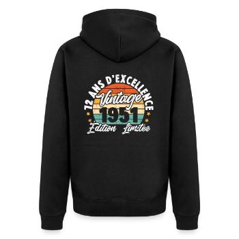 Vintage Cadeau D'anniversaire 72 Ans Vintage 1951 - Veste à capuche bio Premium Unisexe - noir - Dos - Nico (187cm)