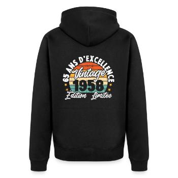 Vintage Cadeau D'anniversaire 65 Ans Vintage 1958 - Veste à capuche bio Premium Unisexe - noir - Dos - Nico (187cm)