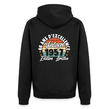 Vintage Cadeau D'anniversaire 66 Ans Vintage 1957 - Veste à capuche bio Premium Unisexe - noir - Dos - Nico (187cm)