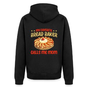 Bread Baking Gift Bakery Quote Baker - Unisex Premium Organic Zip Hoodie - black - Back - Nico (187cm)