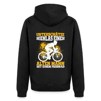 Radfahrer Fahrradfahrer Outdoor Radsport Lustig Sp - Unisex Premium Bio Zip Hoodie - Schwarz - Hinten - Nico (187cm)
