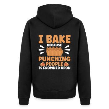 Bread Baking Gift Bakery Quote Baker - Unisex Premium Organic Zip Hoodie - black - Back - Nico (187cm)