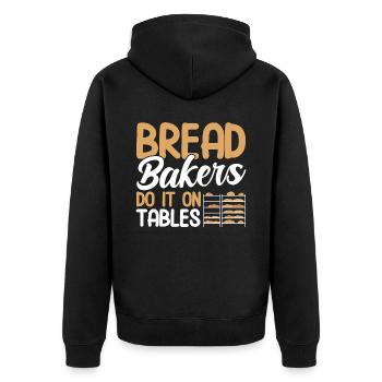 Bread Baking Gift Bakery Quote Baker - Unisex Premium Organic Zip Hoodie - black - Back - Nico (187cm)
