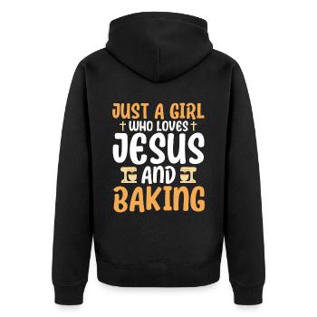 Bread Baking Gift Bakery Quote Baker - Unisex Premium Organic Zip Hoodie - black - Back - Nico (187cm)