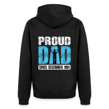 Proud Dad Since December 1991 - Unisex Premium Organic Zip Hoodie - black - Back - Nico (187cm)
