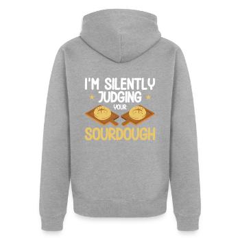 Bread Baking Gift Bakery Quote Baker - Unisex Premium Organic Zip Hoodie - heather grey - Back - Nico (187cm)