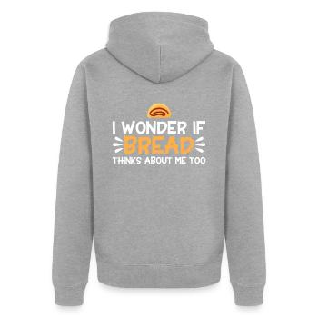 Bread Baking Gift Bakery Quote Baker - Unisex Premium Organic Zip Hoodie - heather grey - Back - Nico (187cm)