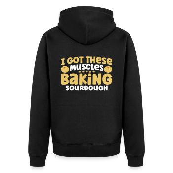 Bread Baking Gift Bakery Quote Baker - Unisex Premium Organic Zip Hoodie - black - Back - Nico (187cm)