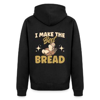Bread Baking Gift Bakery Quote Baker - Unisex Premium Organic Zip Hoodie - black - Back - Nico (187cm)