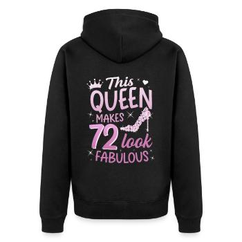 Cette reine fait 72 look Fabuleux 72e anniversaire - Veste à capuche bio Premium Unisexe - noir - Dos - Nico (187cm)