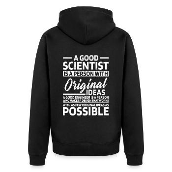 Wissenschaftler Ingenieur lustiger Spruch - Unisex Premium Bio Zip Hoodie - Schwarz - Hinten - Nico (187cm)