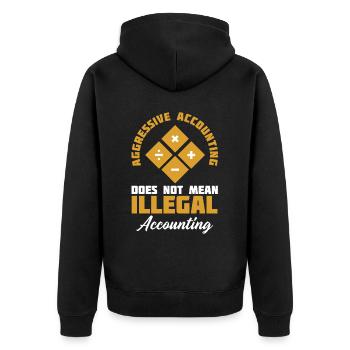 Aggressive Buchführung bedeutet nicht - Unisex Premium Bio Zip Hoodie - Schwarz - Hinten - Nico (187cm)